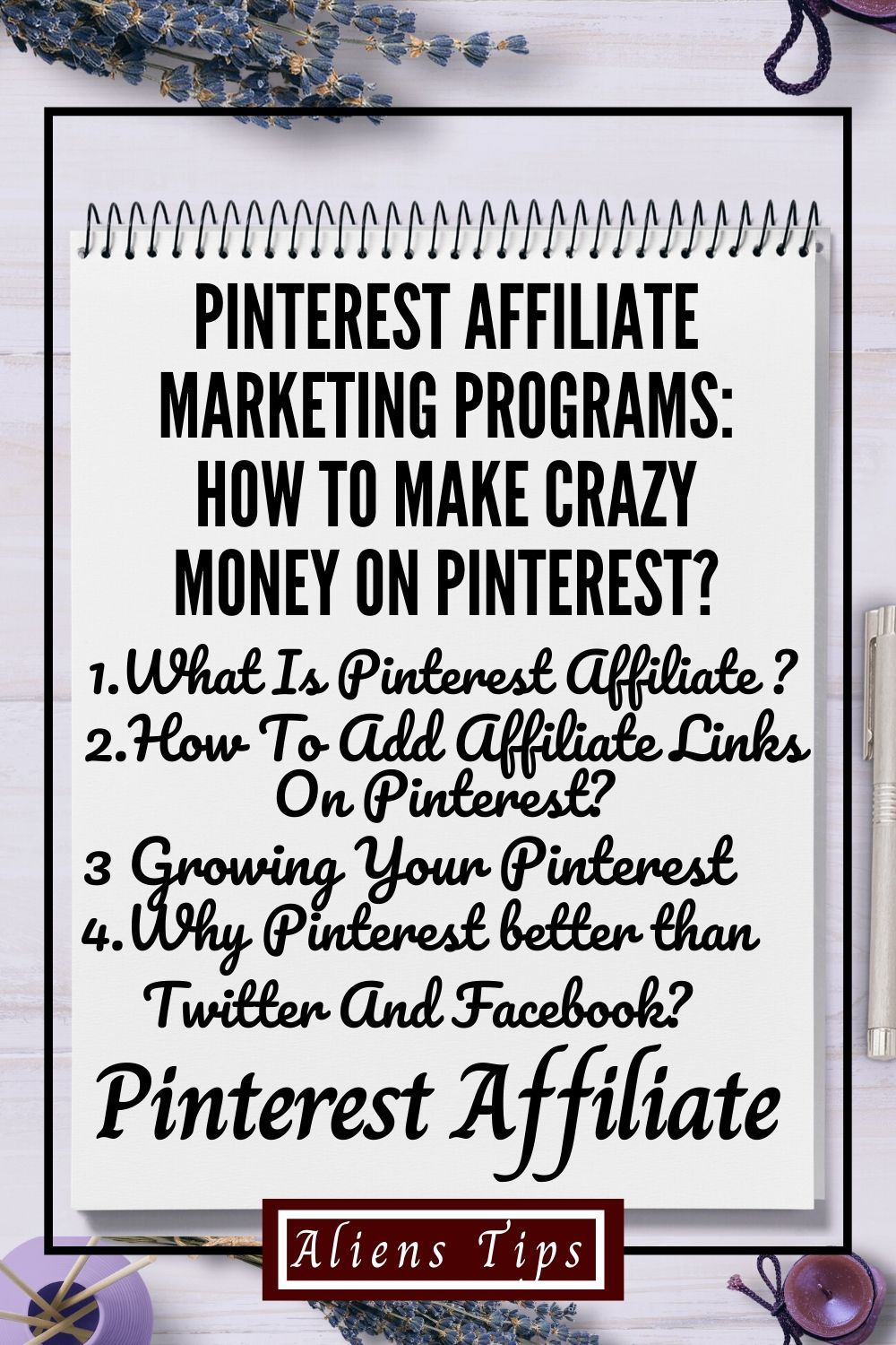 Pinterest Affiliate Marketing Programs: How To Make Crazy Money On Pinterest? Aliens Tips What Is Pinterest Affiliate Marketing? How To Add Affiliate Links On Pinterest? Ideas & Best Practices For Pinterest Affiliate Marketing 1. Recommend Relevant Products 2. Test Linking To Buying Guides Or Reviews 3. Disclose Affiliate Relations & Avoid Link Cloaking Growing Your Pinterest Step 1: Create 8-10 Boards & Start Pinning Step 2. Start Gaining Followers Step 3. Scale Pinterest Why Should You Choose Pinterest Over Other Networks? Why Pinterest Over Twitter And Facebook? Your Pinterest Affiliate Marketing Programs Campaign